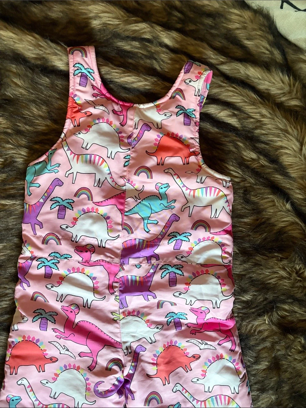The Children's Place Pink Dinosaur Print Snow Bib Overalls Size 4T
